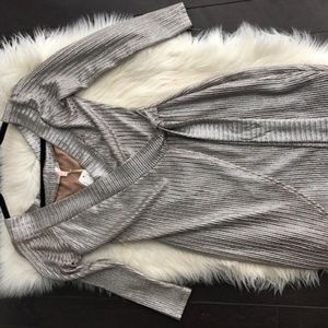 Luxxel Gold Metallic Wrap Night Out Dress